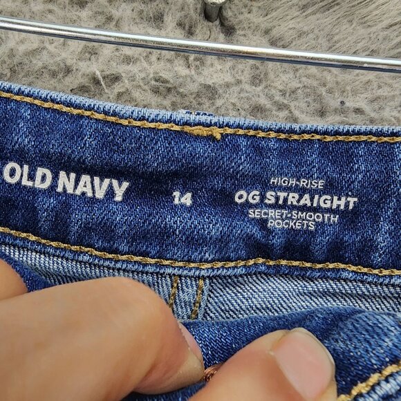 Old Navy Shorts Womens 14 Blue High Rise OG Straight Denim Jean Cut Off - Picture 4 of 9